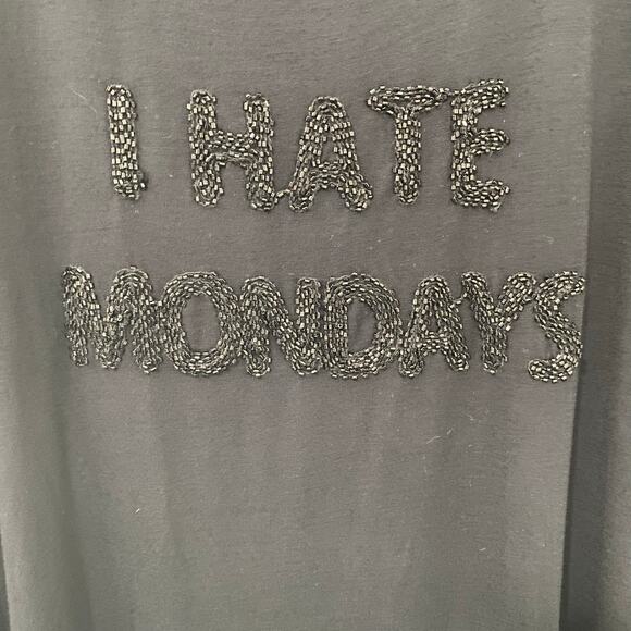 i Jeans by Buffalo T-shirt Womens Size M Oversized I Hate Mondays Beaded Humor - Picture 2 of 6